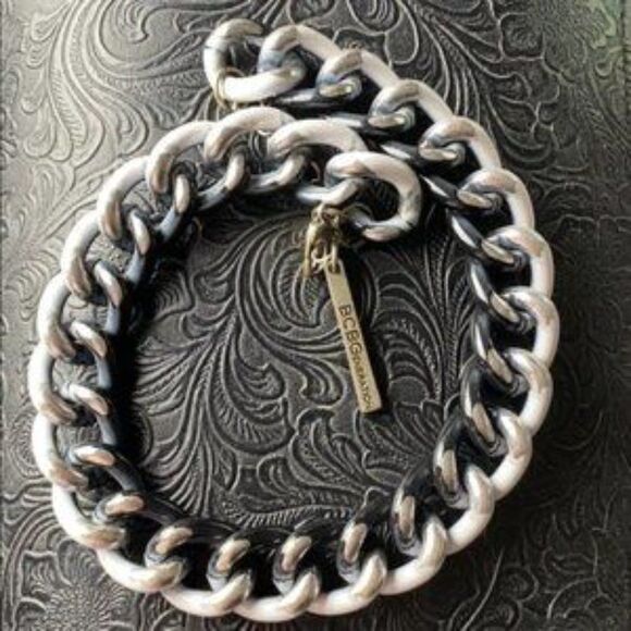 Bold Black White Grey Chain Necklace - Picture 4 of 5